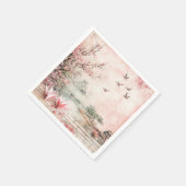 Rosa Kirschblüten-Landschaft Serenity (2) Serviette (Ecke)