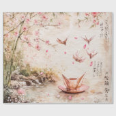 Rosa Kirschblüten-Landschaft Serenity (5) Geschenkpapier (Flach)