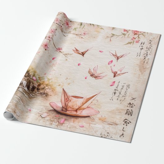 Rosa Kirschblüten-Landschaft Serenity (5) Geschenkpapier (Ungerollt)