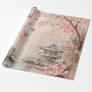 Rosa Kirschblüten-Landschaft Serenity (6) Geschenkpapier