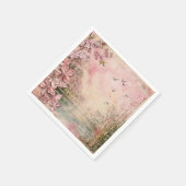 Rosa Kirschblüten-Landschaft Serenity (8) Serviette (Ecke)