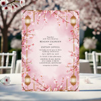 Rosa Kirschblüten-Laternen-Hochzeit