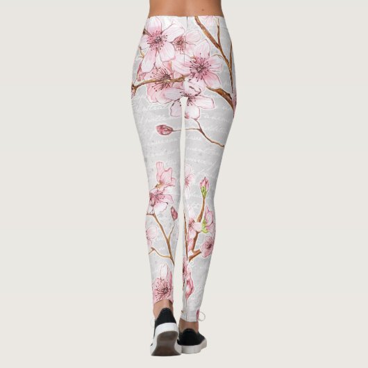 Rosa Kirschblüten-Leggings Leggings (Rückseite)