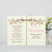 Rosa Kirschblüten, Maurerkirschen Hochzeitsprogram (Stehend Vorderseite)