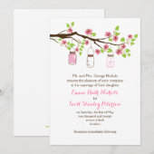 Rosa Kirschblüten & Maurerkrüste Frühjahrshochzeit Einladung (Vorne/Hinten)