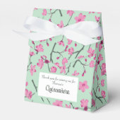 Rosa Kirschblüten, Minzgrün Quinceanera Geschenkschachtel (Vorderseite)