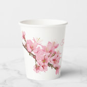 Rosa Kirschblüten Pappbecher (Vorderseite)