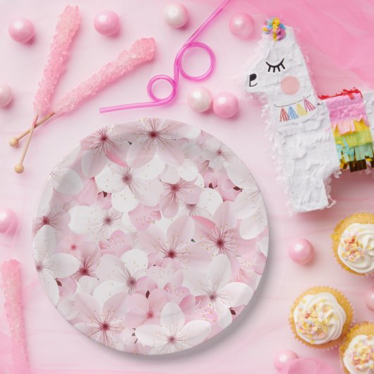 Rosa Kirschblüten Pappteller (Party)