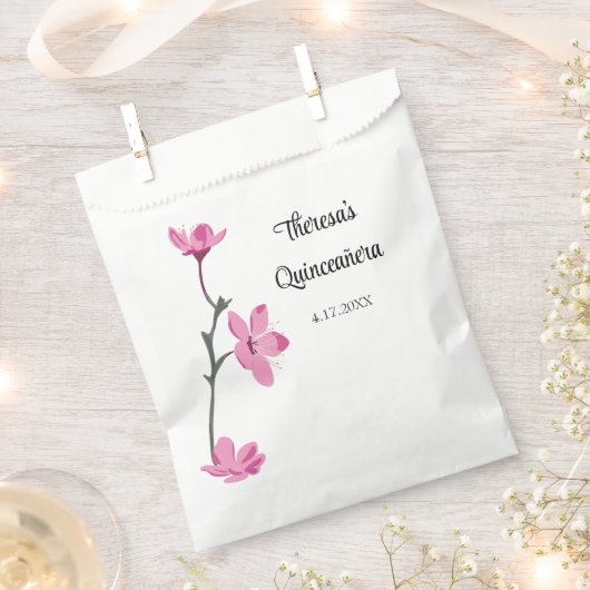 Rosa Kirschblüten Personalisiert Quinceanera Geschenktütchen (Ausgeschnitten)