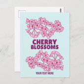 Rosa Kirschblüten Postkarte (Vorne/Hinten)