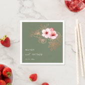 Rosa Kirschblüten-Sage-Grün-Hochzeit Serviette (Beispiel)