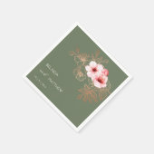 Rosa Kirschblüten-Sage-Grün-Hochzeit Serviette (Ecke)