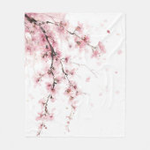Rosa Kirschblüten-Sakura-Aquarell-Blumen-Boho Fleecedecke (Vorderseite)