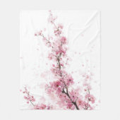 Rosa Kirschblüten-Sakura-Aquarell-Blumen-Boho Fleecedecke (Vorderseite)