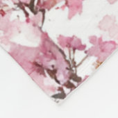 Rosa Kirschblüten-Sakura-Aquarell-Blumen-Boho Fleecedecke (Ecke)