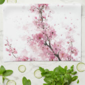 Rosa Kirschblüten-Sakura-Aquarell-Blumen-Boho Geschirrtuch (Gefaltet)