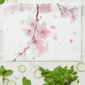Rosa Kirschblüten-Sakura-Aquarell-Blumen-Boho Geschirrtuch (Gefaltet)