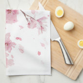 Rosa Kirschblüten-Sakura-Aquarell-Blumen-Boho Geschirrtuch (Viertel Falte)