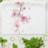 Rosa Kirschblüten-Sakura-Aquarell-Blumen-Boho Geschirrtuch (Gefaltet)
