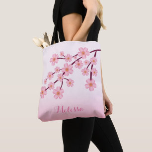 Rosa Kirschblüten-Sakura-Blütenzweig mit Namen Tasche