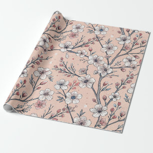 Rosa Kirschblüten-Sakura-Muster auf Rosa Geschenkpapier