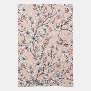 Rosa Kirschblüten-Sakura-Muster auf Rosa Geschirrtuch