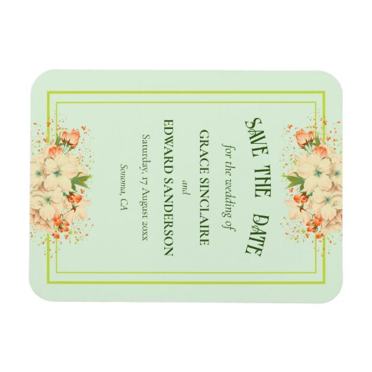 Rosa Kirschblüten Save the Date Magnet (Horizontal)