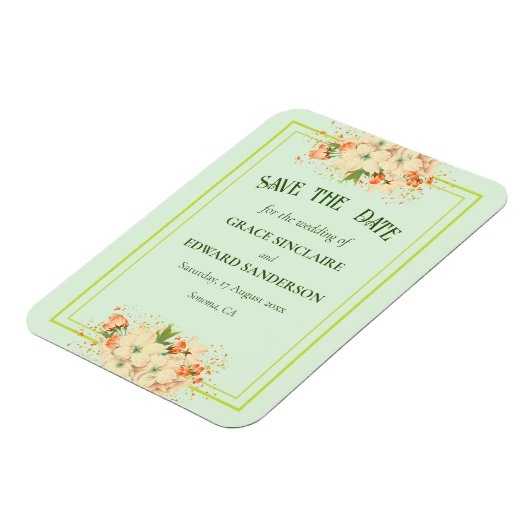 Rosa Kirschblüten Save the Date Magnet (Linke Seite)