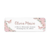 Rosa Kirschblüten Schmetterlinge Rücksendeadresse (Vorne)