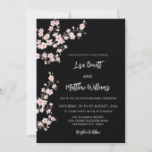 Rosa Kirschblüten-Schwarz Einladung (Vorderseite)