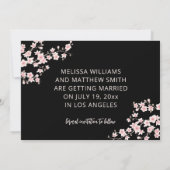 Rosa Kirschblüten Schwarze Hochzeit Save The Date (Rückseite)
