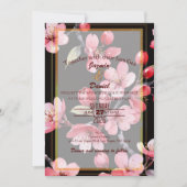 Rosa Kirschblüten Schwarzer Hintergrund Einladung (Vorderseite)