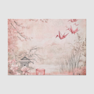 Rosa Kirschblüten-Serenitätslandschaft (1) Seidenpapier