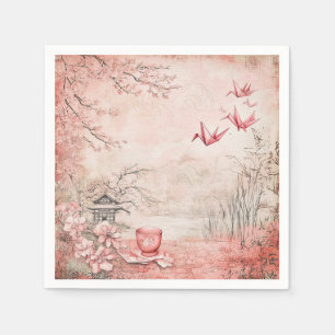 Rosa Kirschblüten-Serenitätslandschaft (1) Serviette