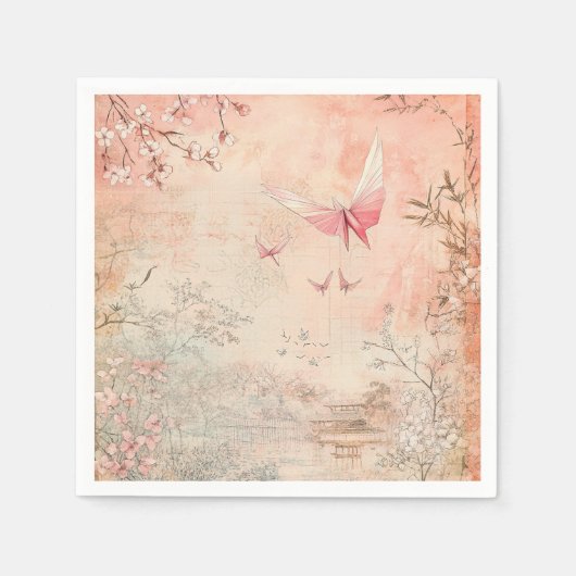 Rosa Kirschblüten-Serenitätslandschaft (3) Serviette (Vorderseite)
