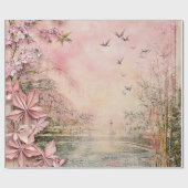 Rosa Kirschblüten-Serenitätslandschaft (8) Geschenkpapier (Flach)
