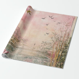 Rosa Kirschblüten-Serenitätslandschaft (8) Geschenkpapier
