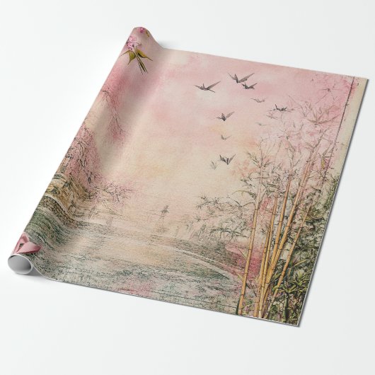 Rosa Kirschblüten-Serenitätslandschaft (8) Geschenkpapier (Ungerollt)