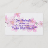 Rosa Kirschblüten Stricknadeln Visitenkarte (Rückseite)