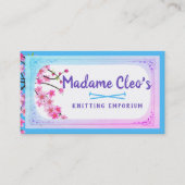 Rosa Kirschblüten Stricknadeln Visitenkarte (Vorderseite)