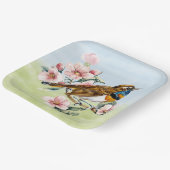 Rosa Kirschblüten und Vögel Pappteller (Gewinkelt)