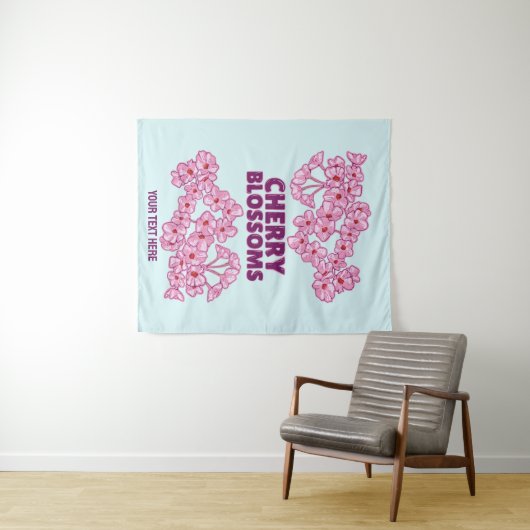 Rosa Kirschblüten Wandteppich (Beispiel (Horizontal))