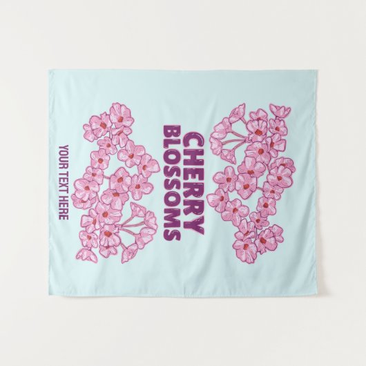 Rosa Kirschblüten Wandteppich (Vorderseite (Horizontal))