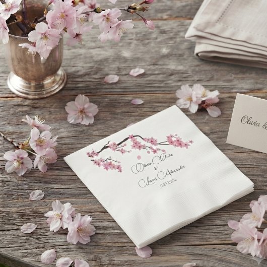 Rosa Kirschblüten-Wasserfarbe Frühling Sommer Serviette