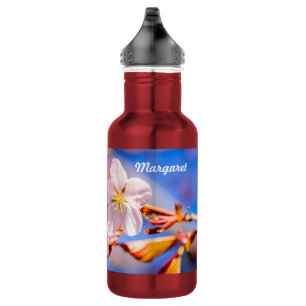 rosa Kirschblütenblüte blauer Himmel Edelstahlflasche