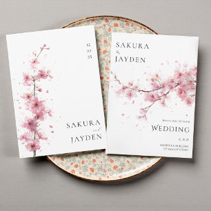 Rosa Kirschblütenblüte Japanische Hochzeit Einladung