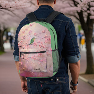 Rosa Kirschblütenmonogramm des Grünen Königs Bedruckter Rucksack