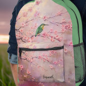 Rosa Kirschblütenmonogramm des Grünen Königs Bedruckter Rucksack