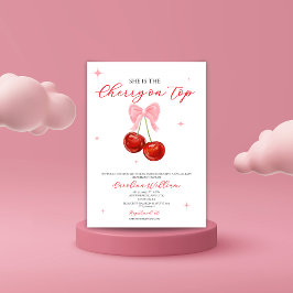 Rosa Kirsche auf der Babydusche mit Oberschenkel Einladung