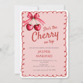 Rosa Kirsche auf Niedlichem Brautparty Einladung (Vorderseite)